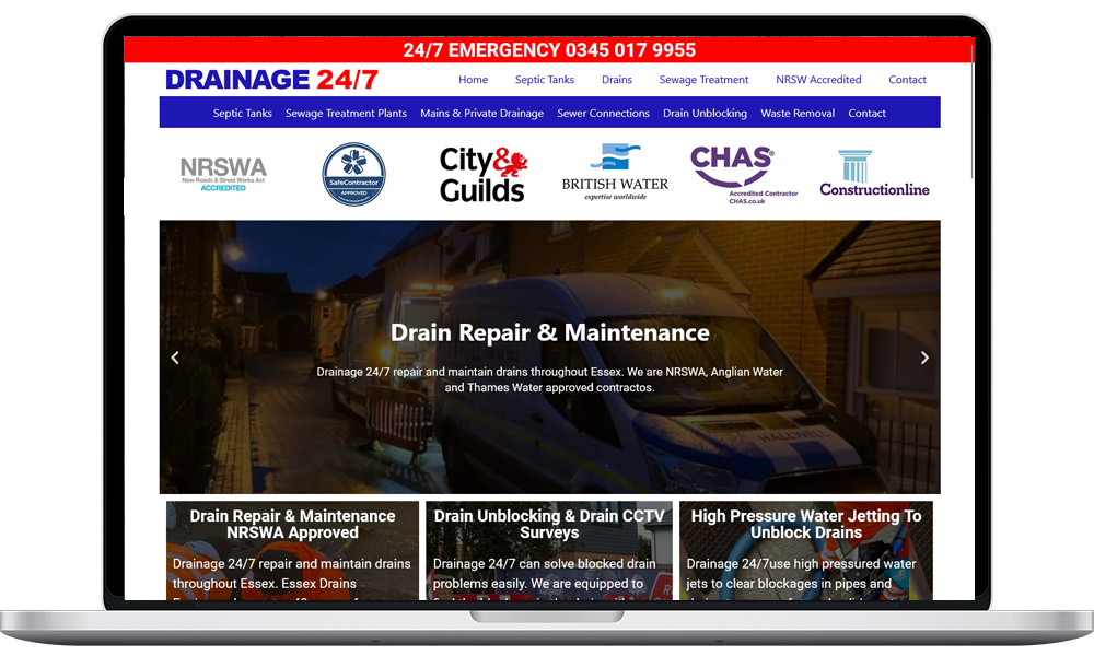 Drainage 247 Website Design